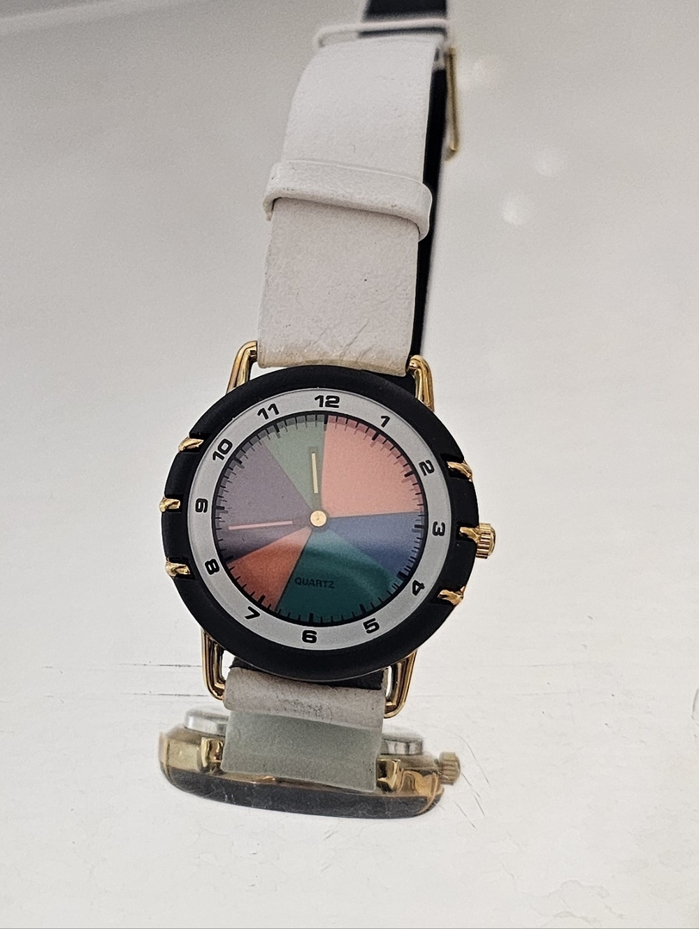Vintage Le Jour Sixty Multicolor Dial Women's Quartz Watch with White Strap